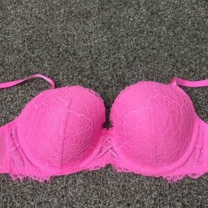 Pink Lacy dream angels lined demi bra 36D